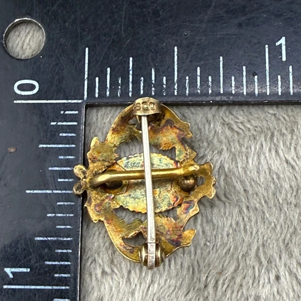 Vintage Gold Filled Watch Fob Brooch Engraved ‎ Monogram 